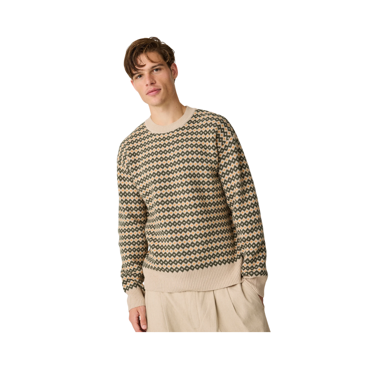 Lambswool Jacquard Sweater - Green
