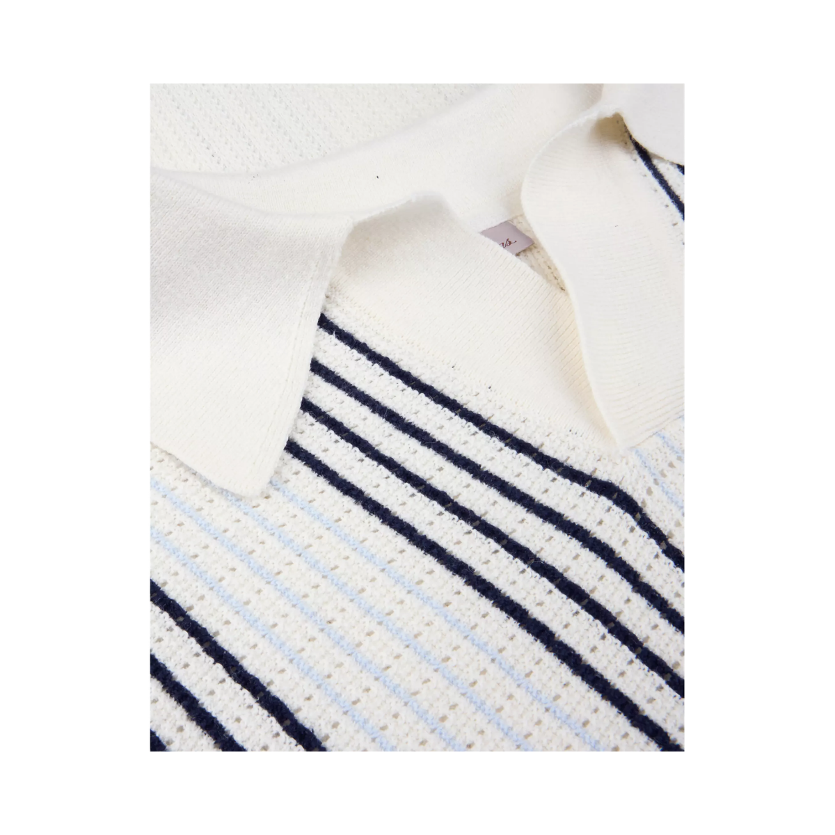 Polo Shirt Knitted Stripe - Offwhite Stripe