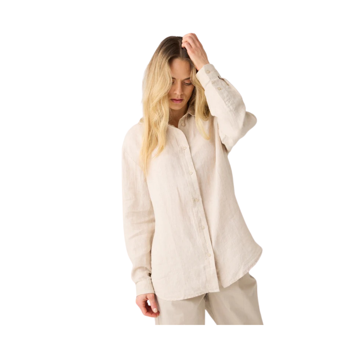 Loose Linen Shirt - Light Feather Gray