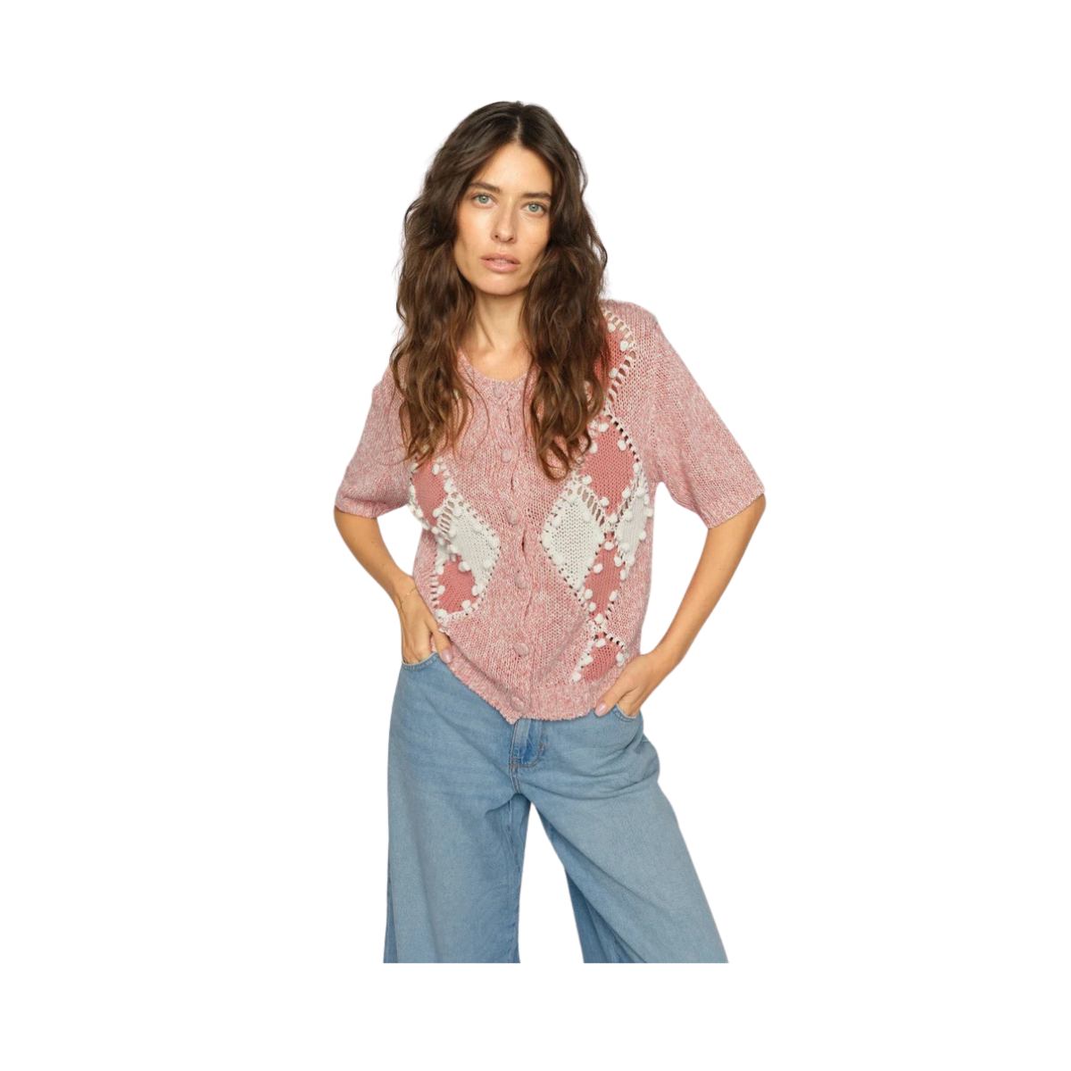 MMElio SS Knit Cardigan - Peachy