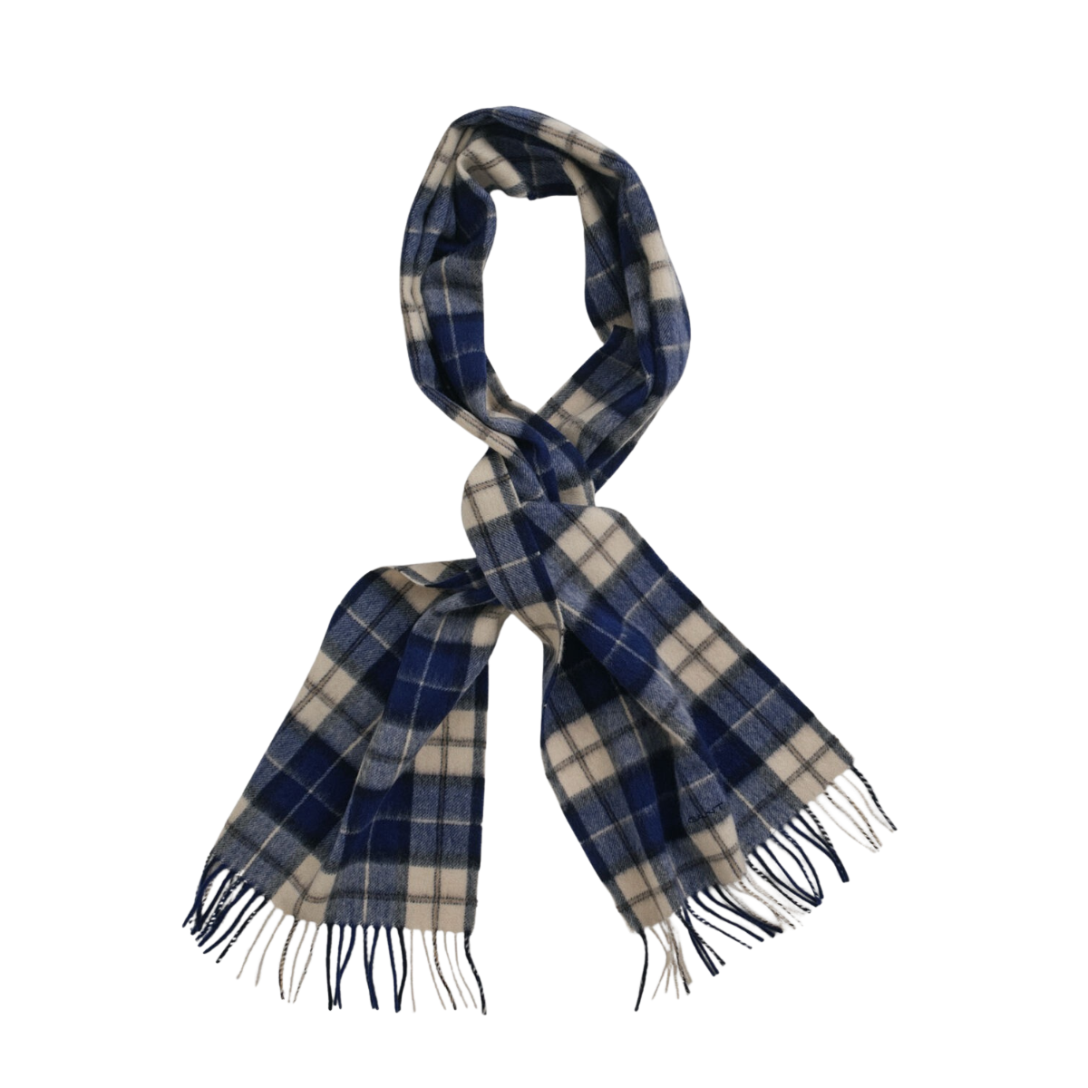Wool Checked Scarf - 423 Persian Blue