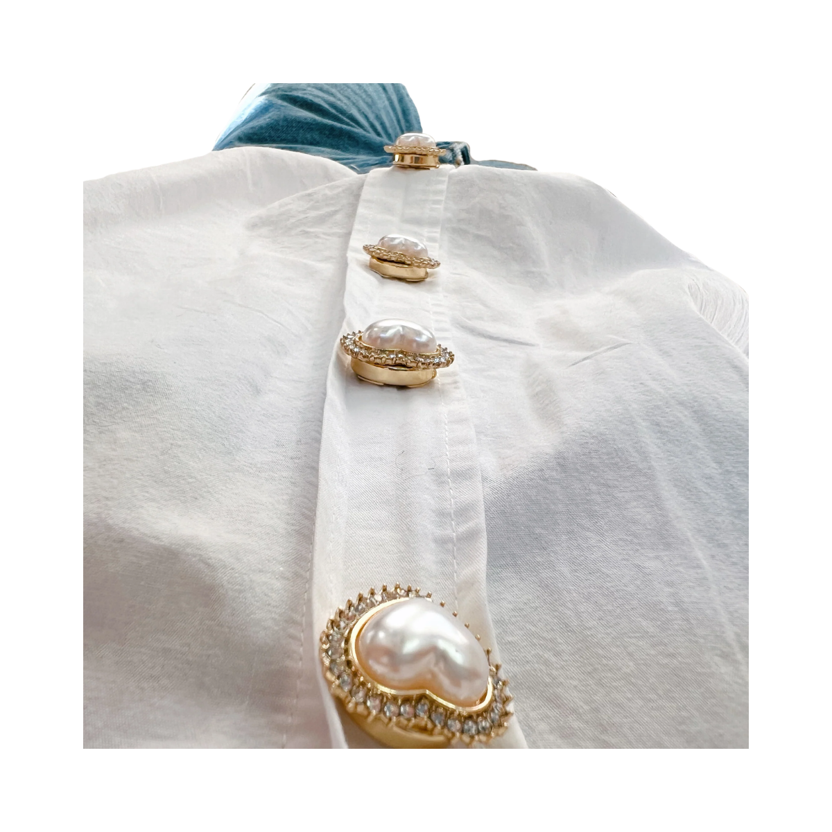 Kickan Styck - Pearl Heart Button Charm Gold
