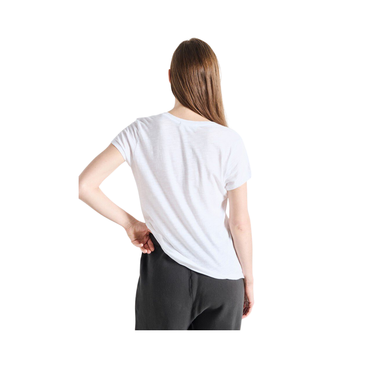 T-Shirt Droit Mc Col U - Blanc
