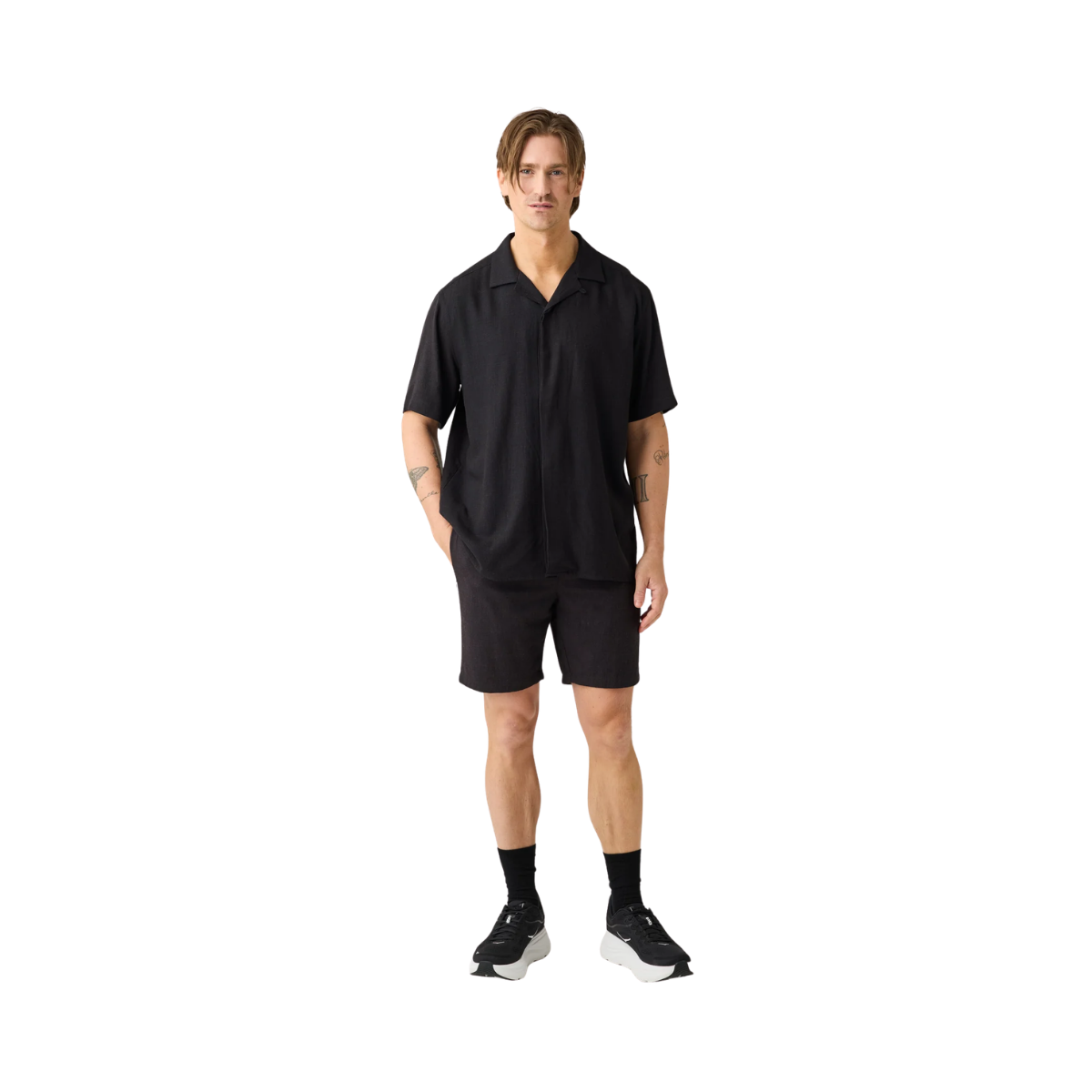 Fig Linen-Mix Shorts - Black Jet