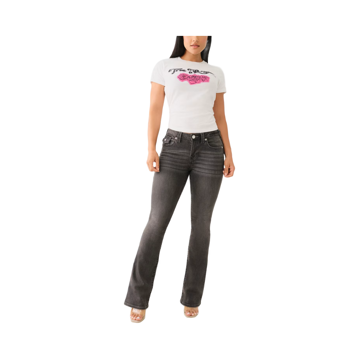 Becca Mid Rise Bootcut Flap - Charcoal