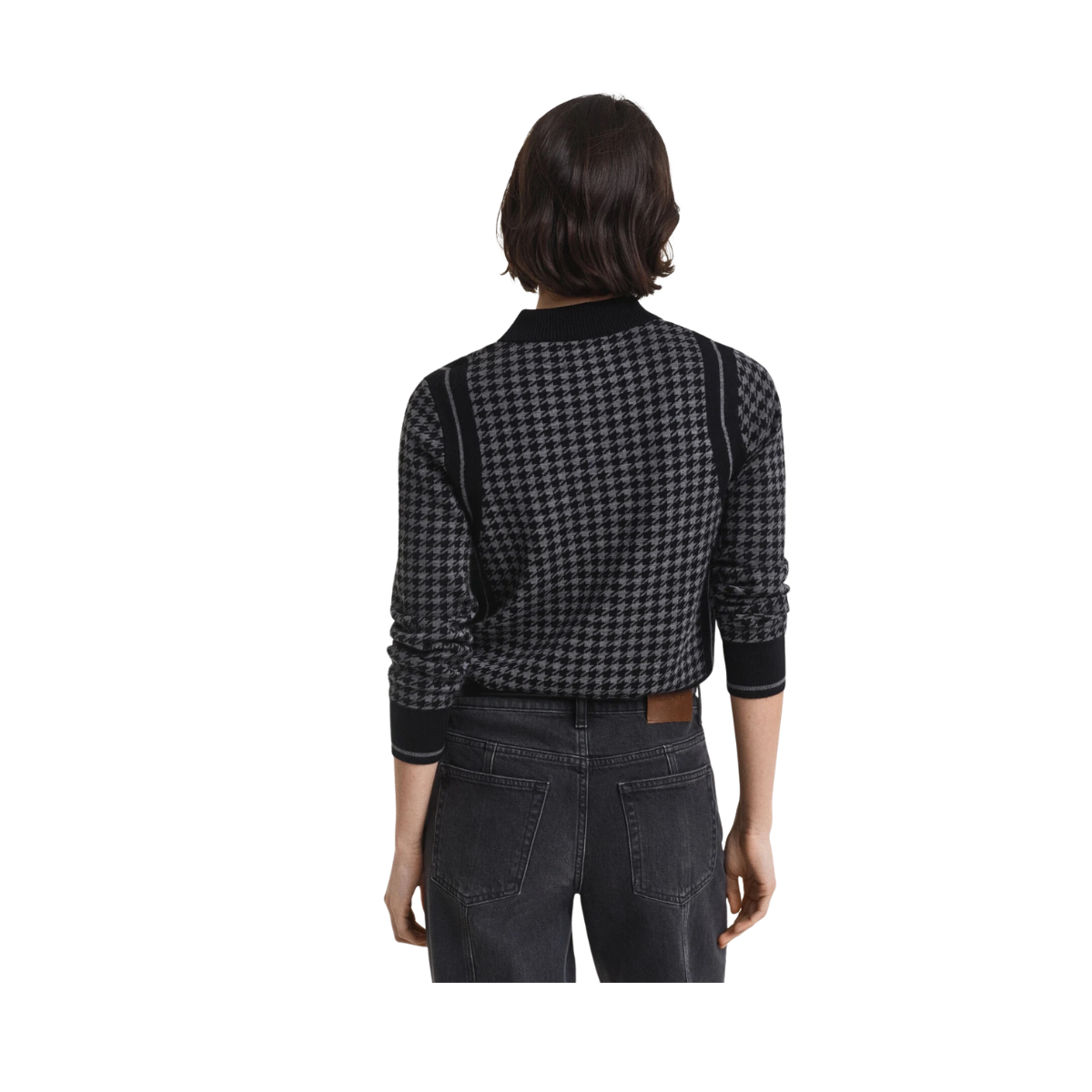 Houndstooth Jacquard Polo - 5 Black