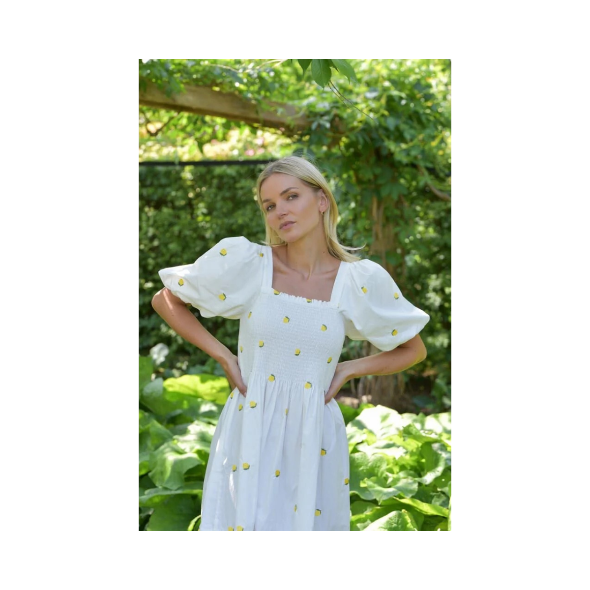 Cheri Fruit Dress - White/Yellow