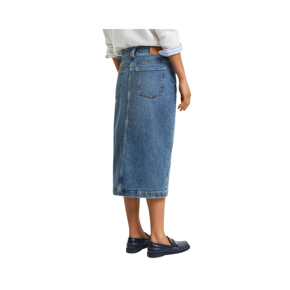MIDI DENIM SKIRT - Mid Blue/Broken In