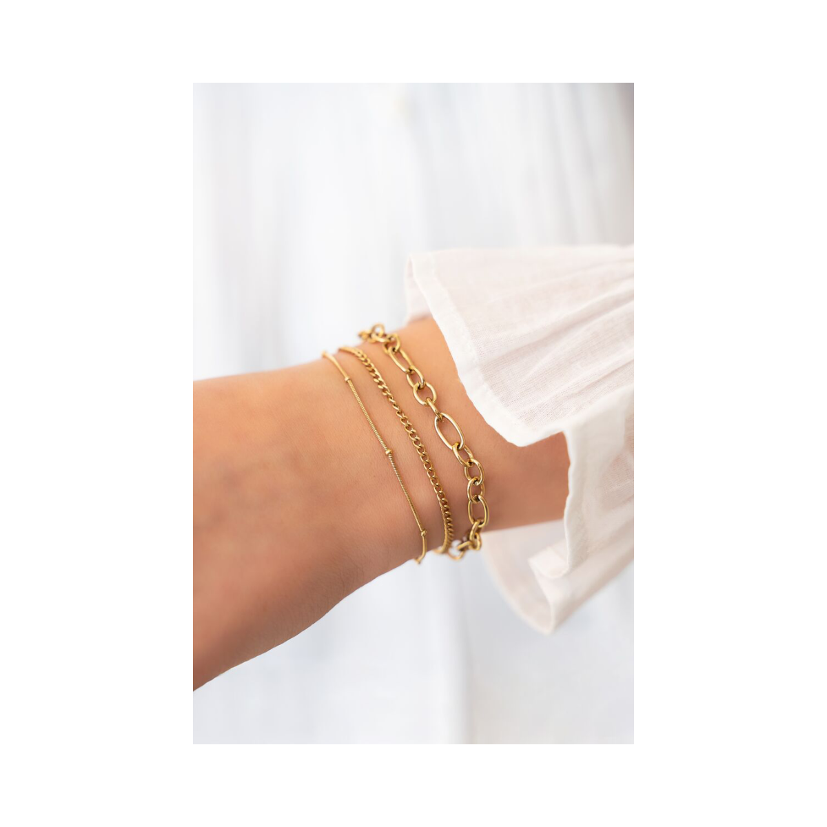 Bracelet three-layered balls - Gold