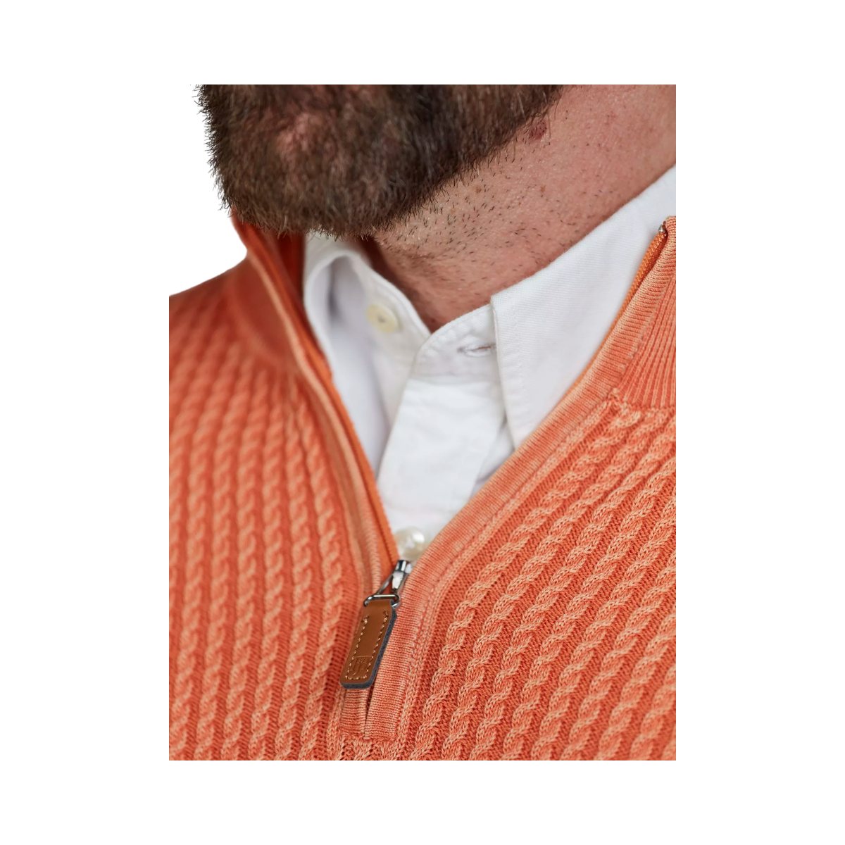 Half Zip Vintage Wash Knit - Soft Orange