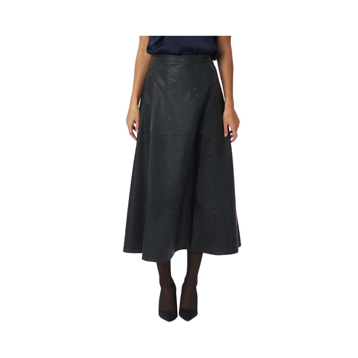 Raya Faux Leather Skirt - Black