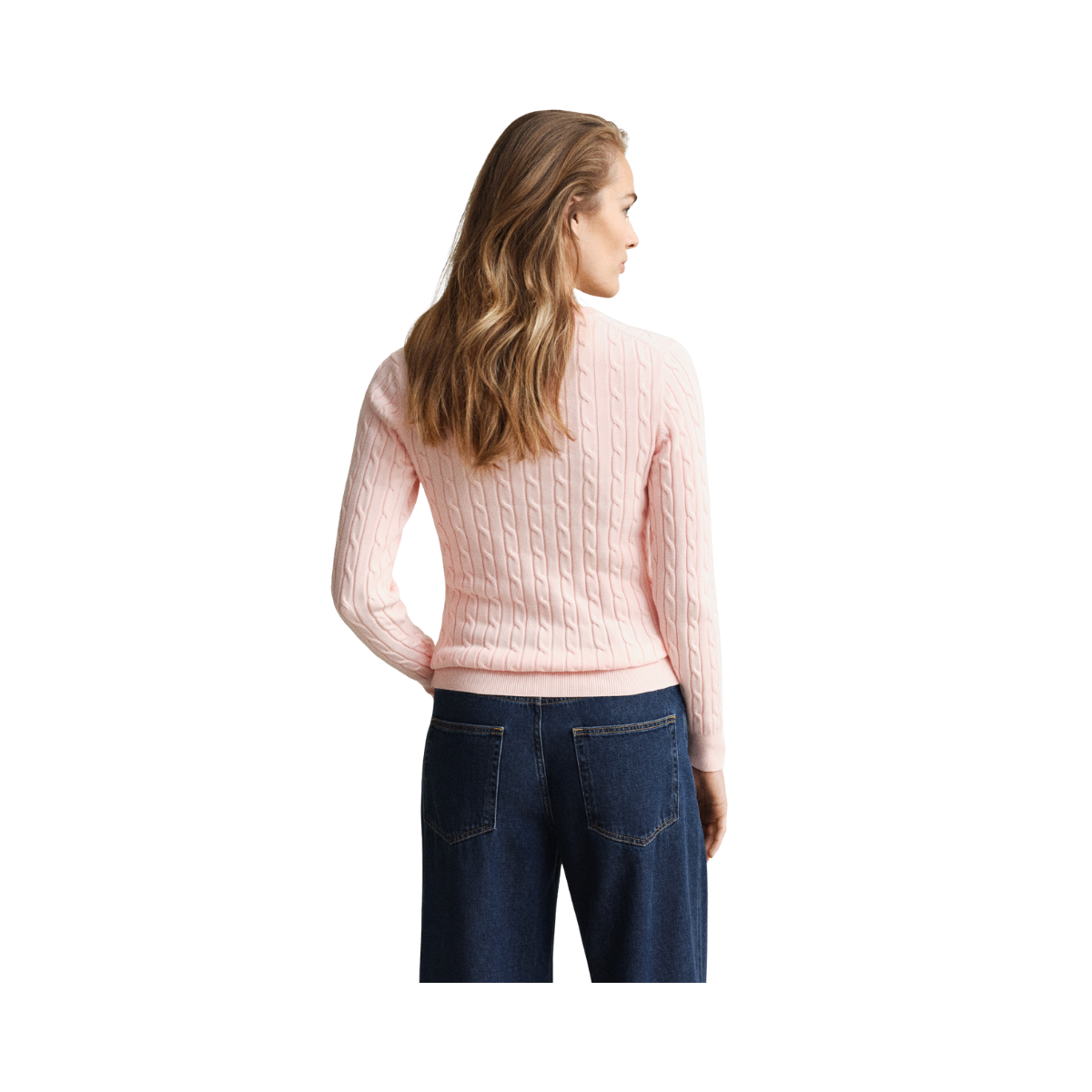 Stretch Cotton Cable C-Neck - 647 Apricot Pink