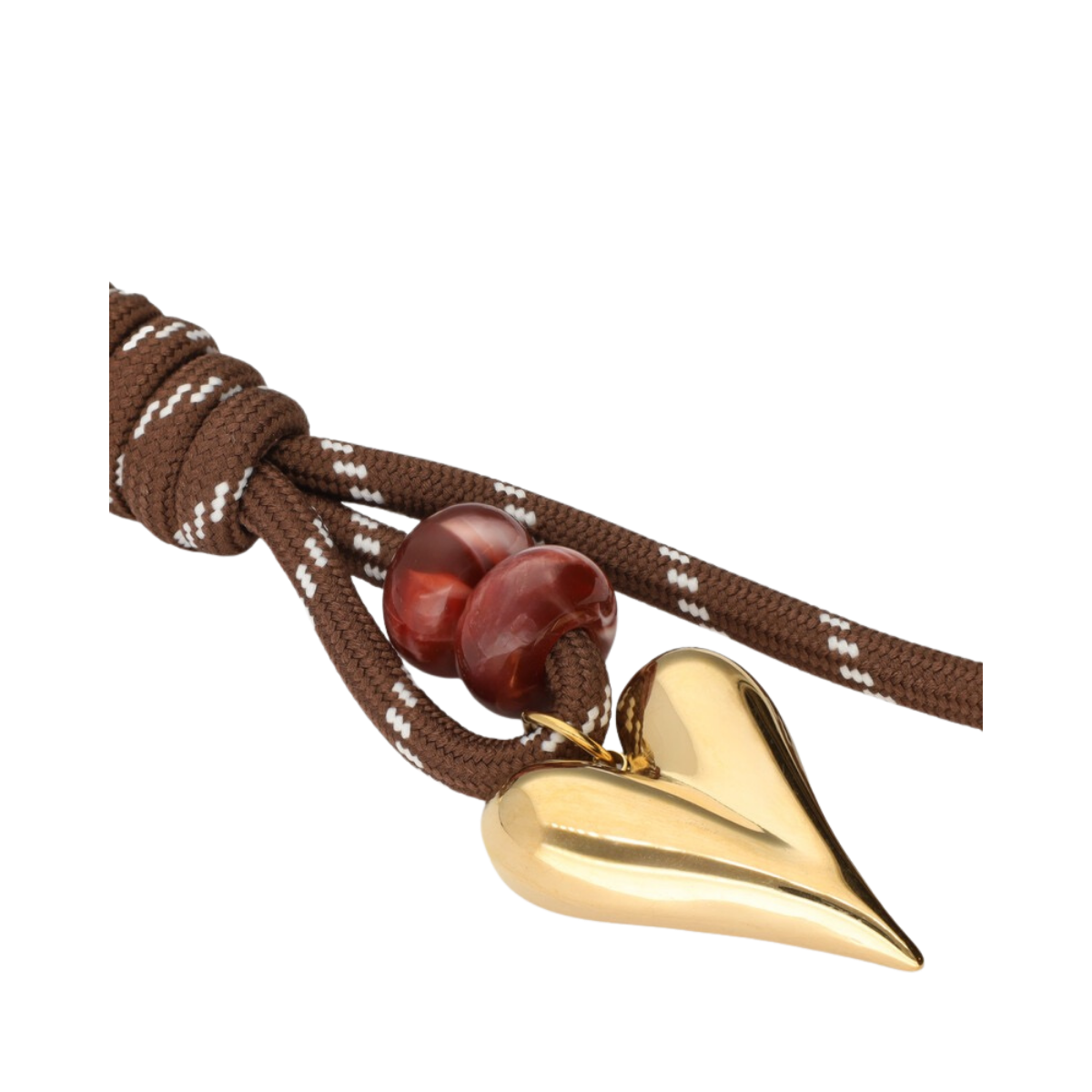 Key Chain Heart Brown Cord - Gold