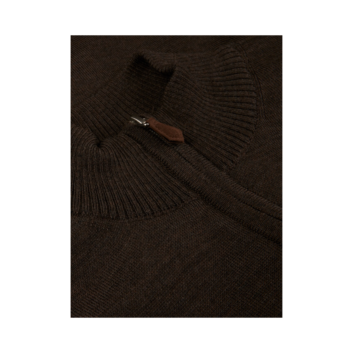 Sweater Knitted Half Zip Merino - Dark Brown Stripe