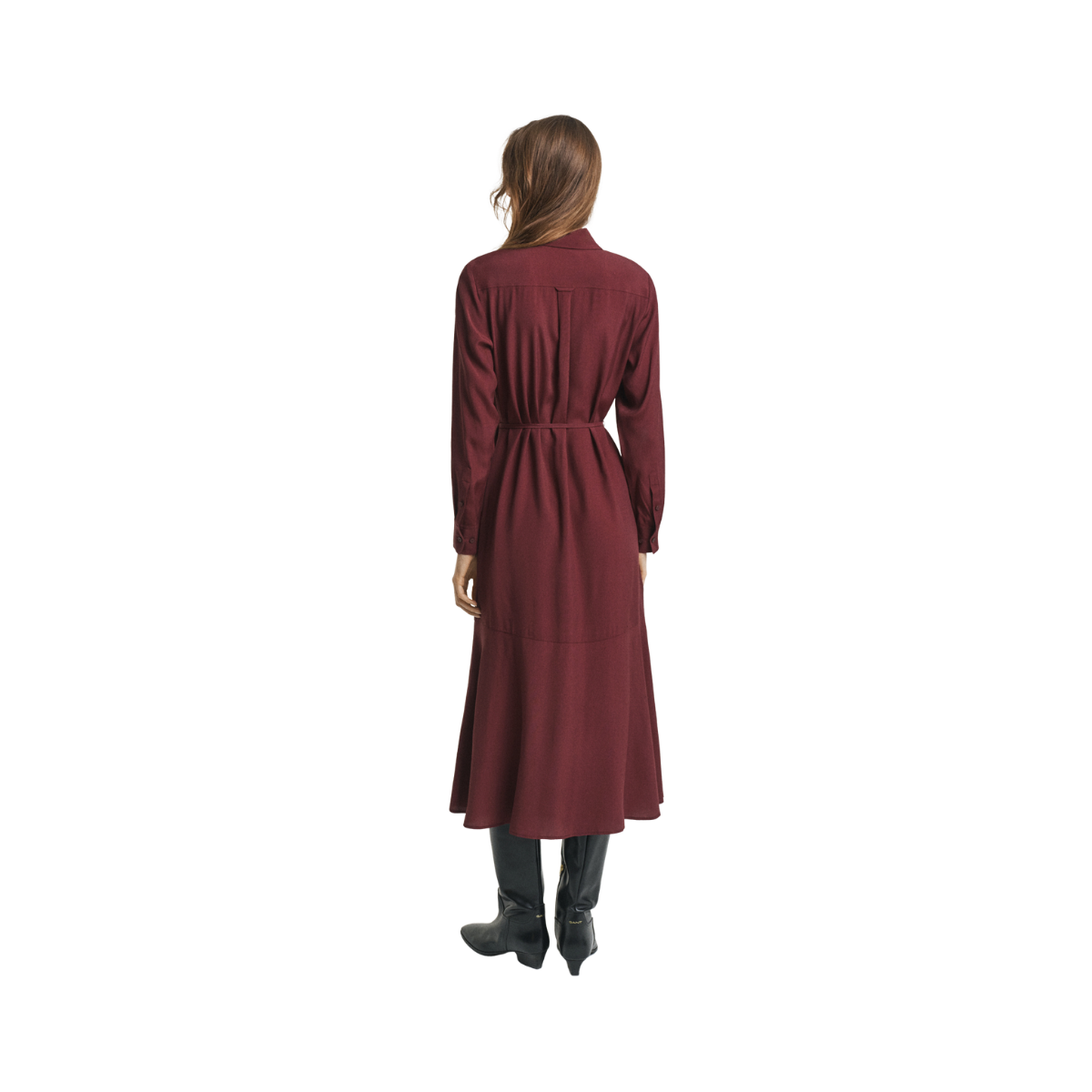 Midi Viscose Shirt Dress - Plum Wine