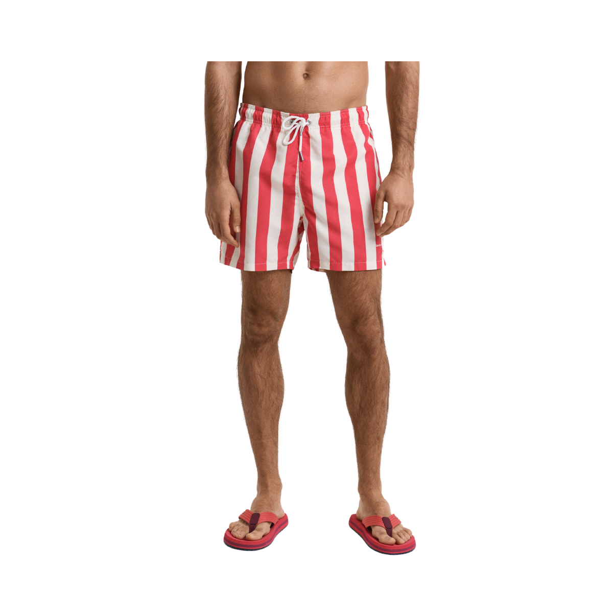 Block Stripe Swim Shorts - Watermelon Red