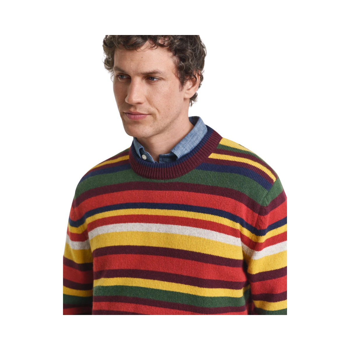 Multi Colored Striped C-Neck - 845 Deep Orange
