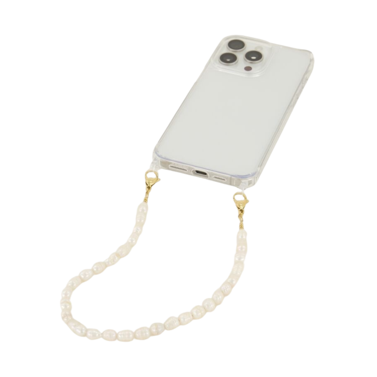 Phone cord pearls short - 1200 Gold