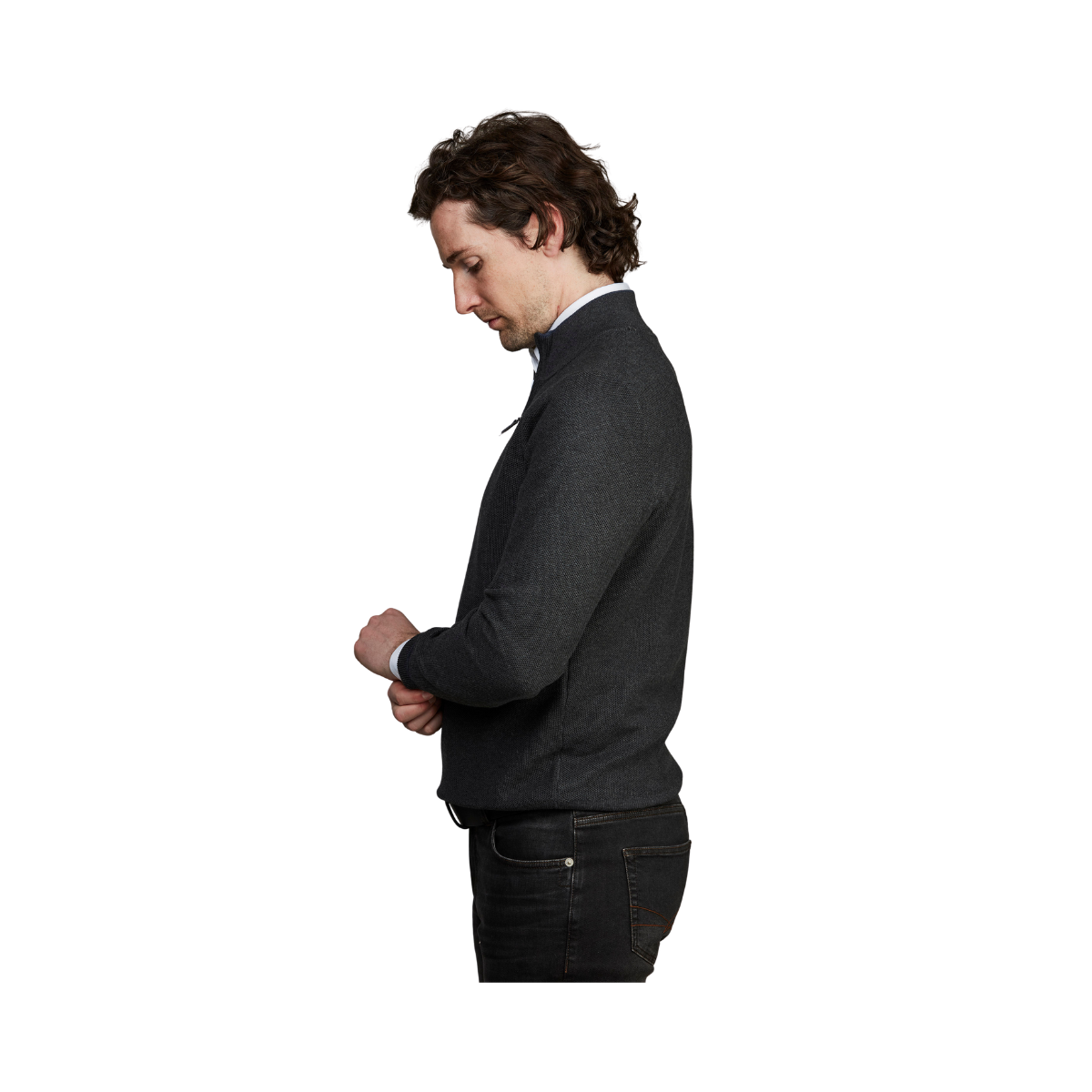 Half Zip Structure Knit - Antracit