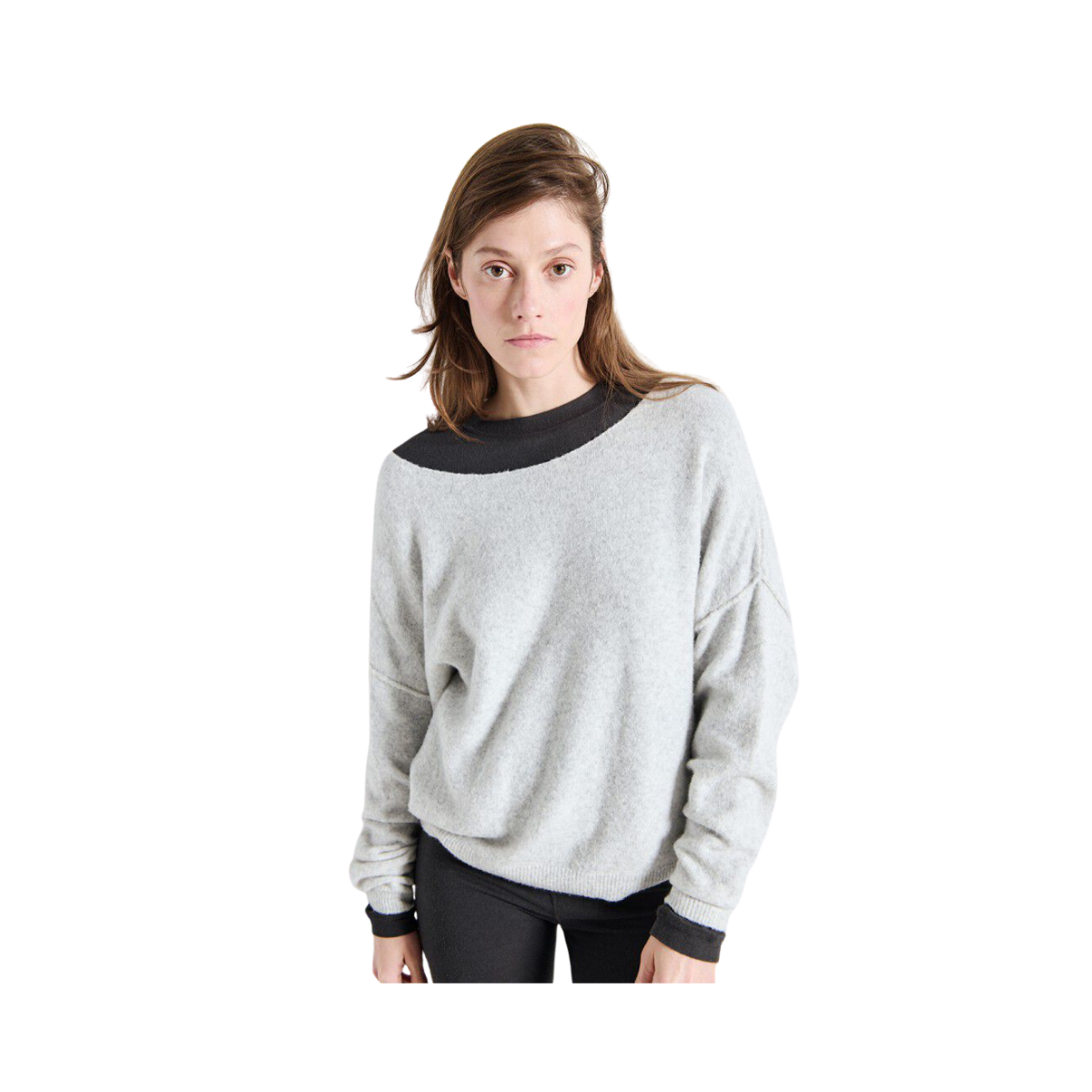 Pull Boule Ml Col Bateau - Gris Chine