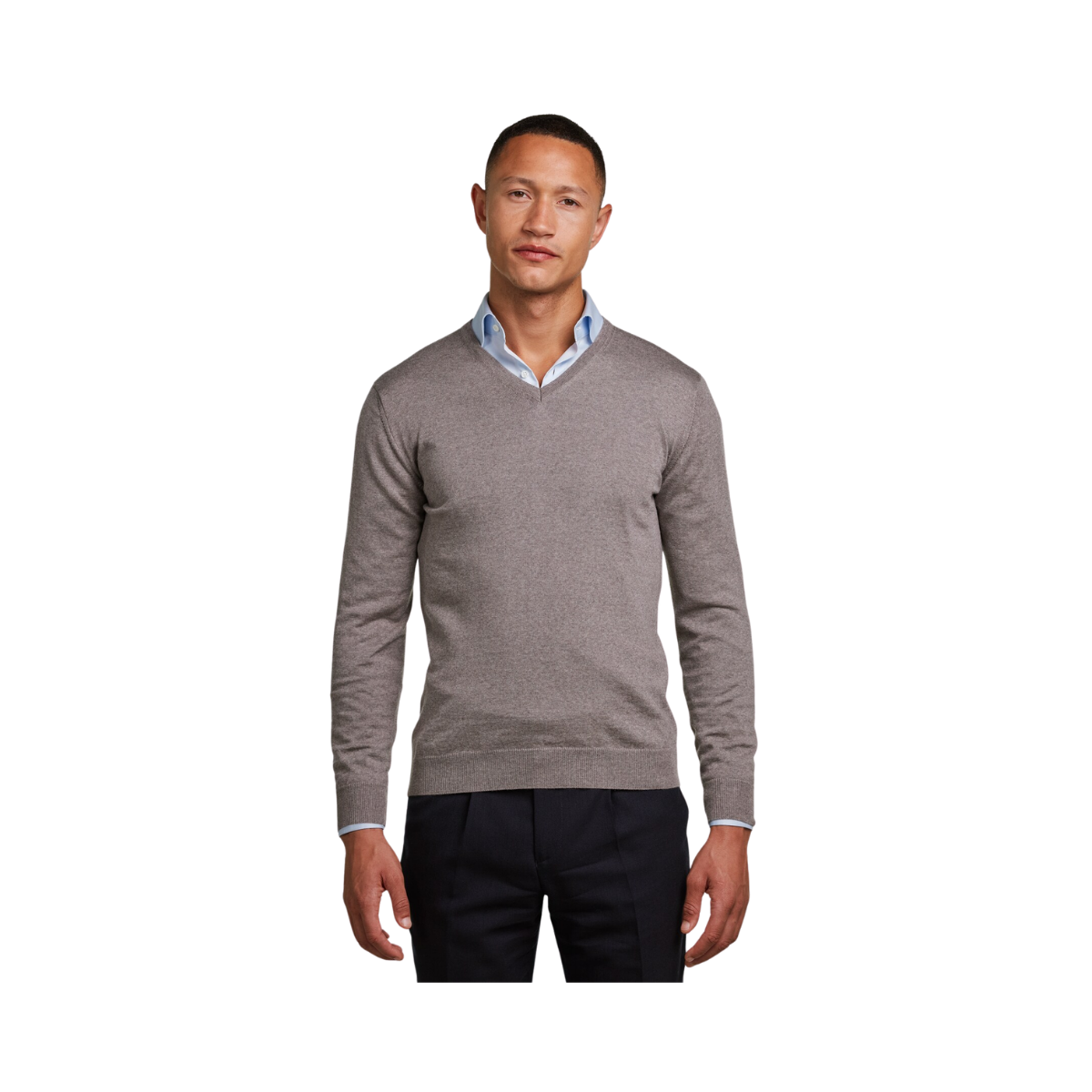 Pullover Knitted V-Neck Merino Wool - Light Brown