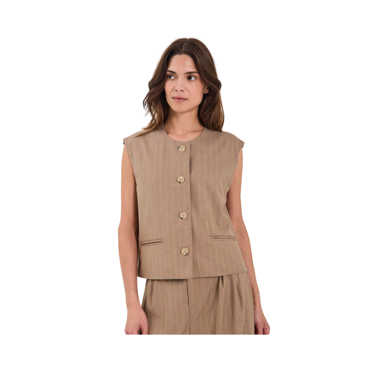 Novia Short Waistcoat - Yellow stripe