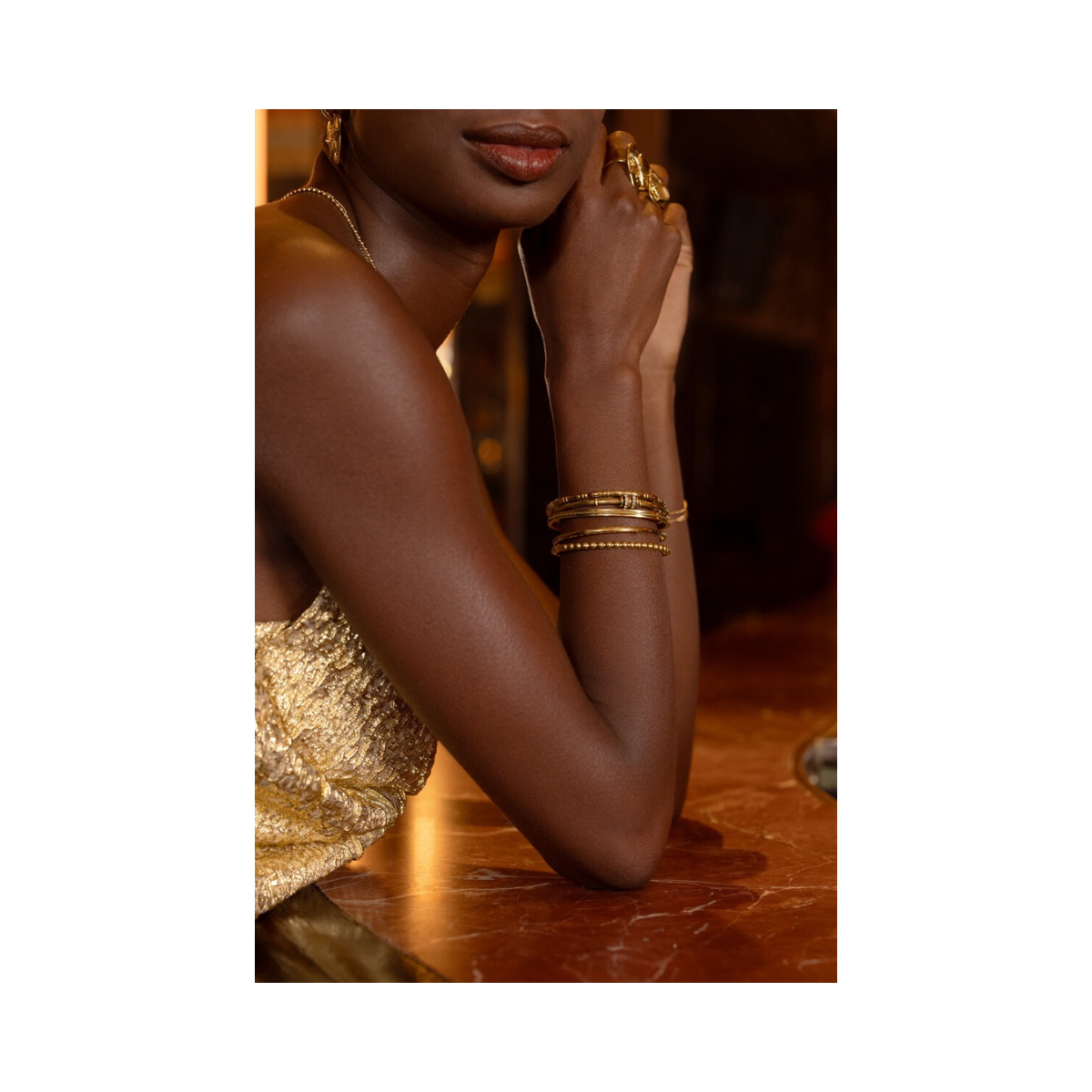 Bangle oval bamboo - 1200 Gold