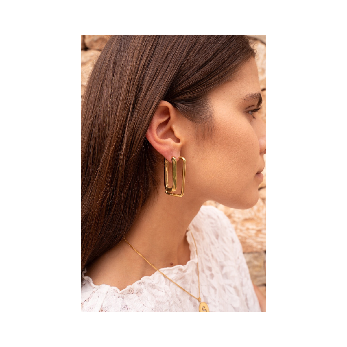 Rechthoekige Oorhangers Groot - 1200 Gold