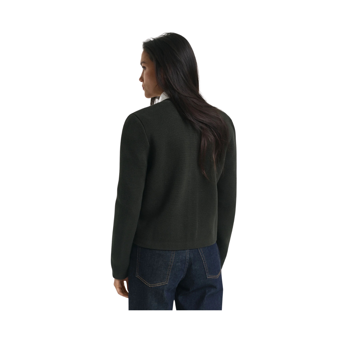 Contrast Knit Cardigan - 368 Dark Moss Green