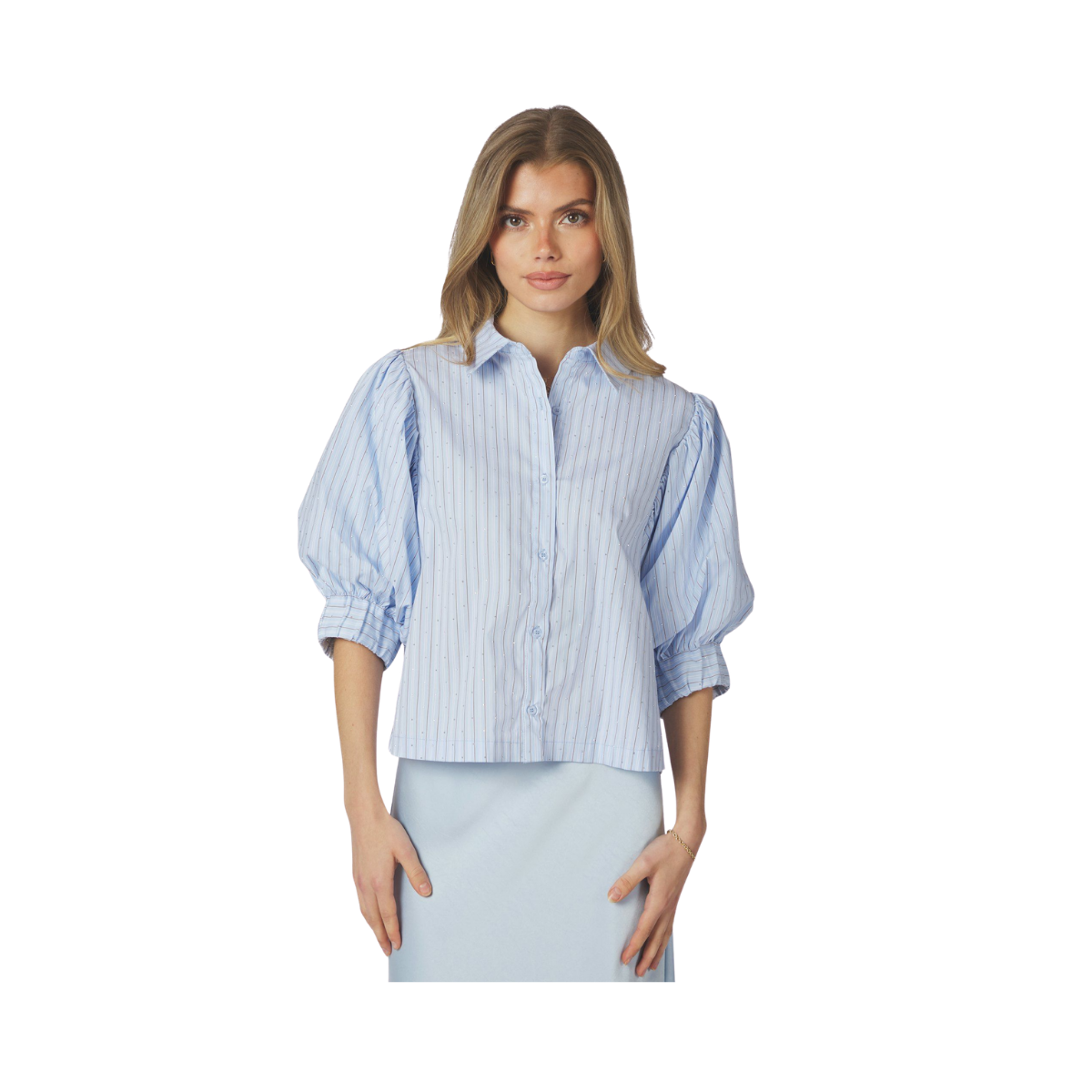 Etta Stripe Stone Shirt - Light Blue
