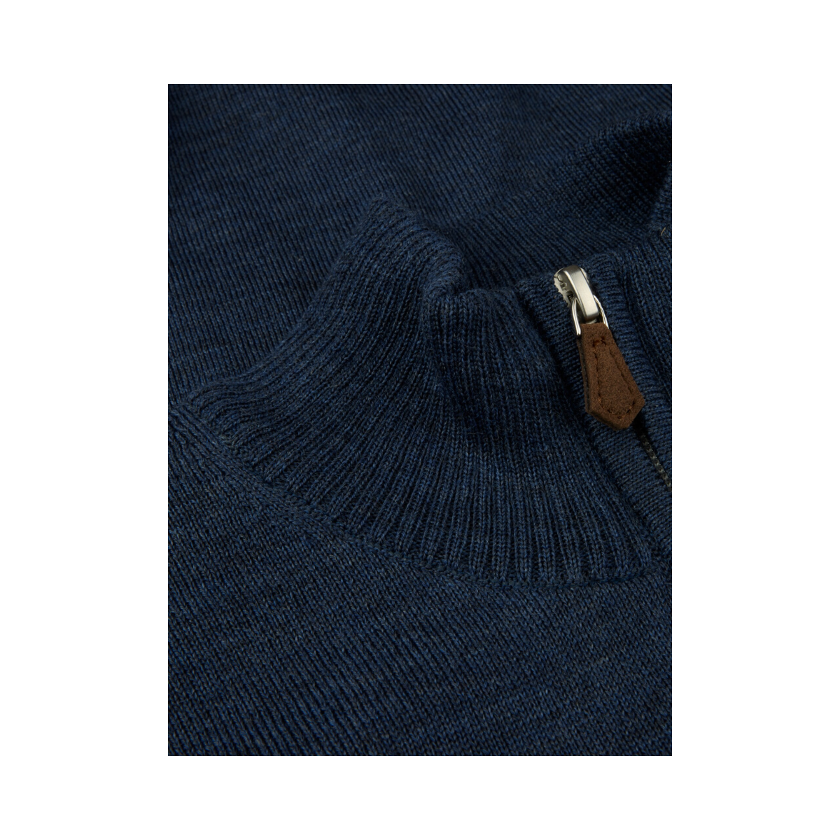 Sweater Knitted Half Zip Merino - Dark Blue