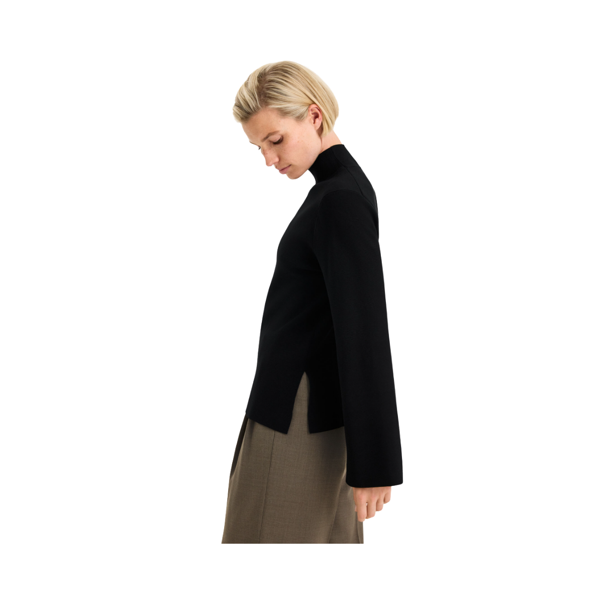 Milano Knit Mock Neck Top - Black