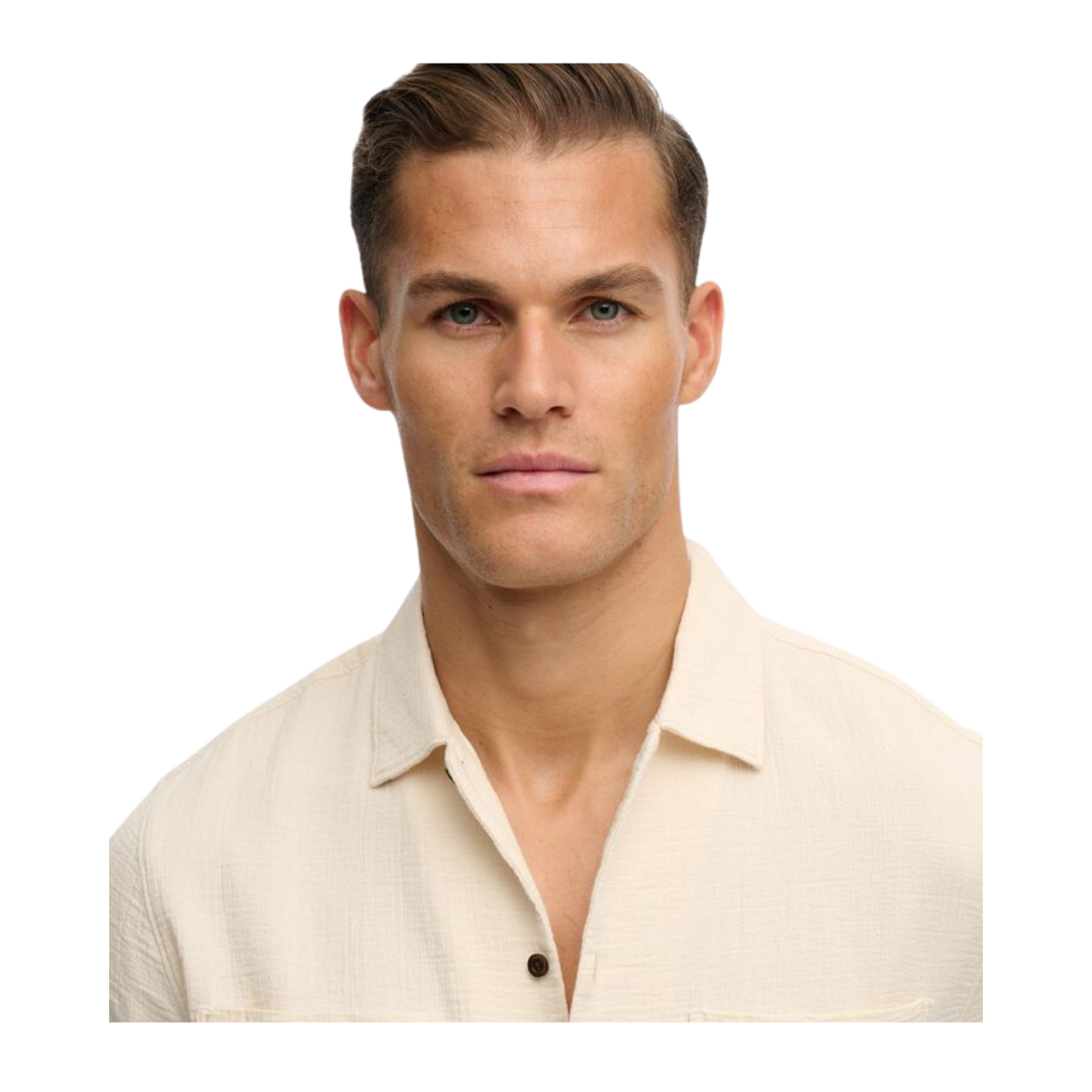 Merchant Textured S/S Shirt - 1LG Oatmeal Beige