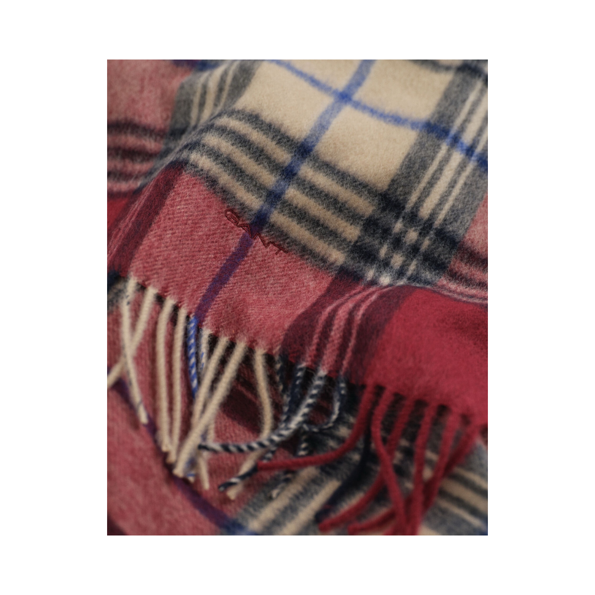 Wool Checked Scarf - 604 Plumped Red
