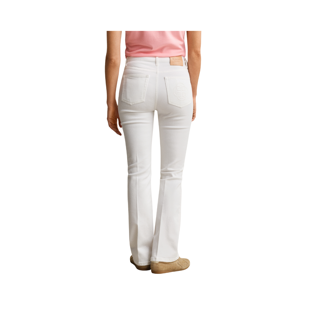 Slim Flare Monogram Jeans - Eggshell