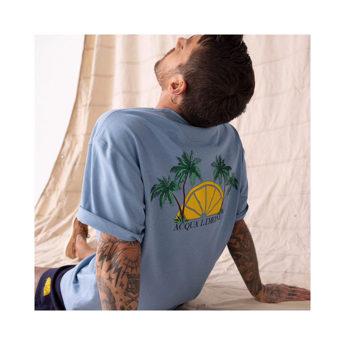 Heavy Tee Palm tree - 550 Corn Blue