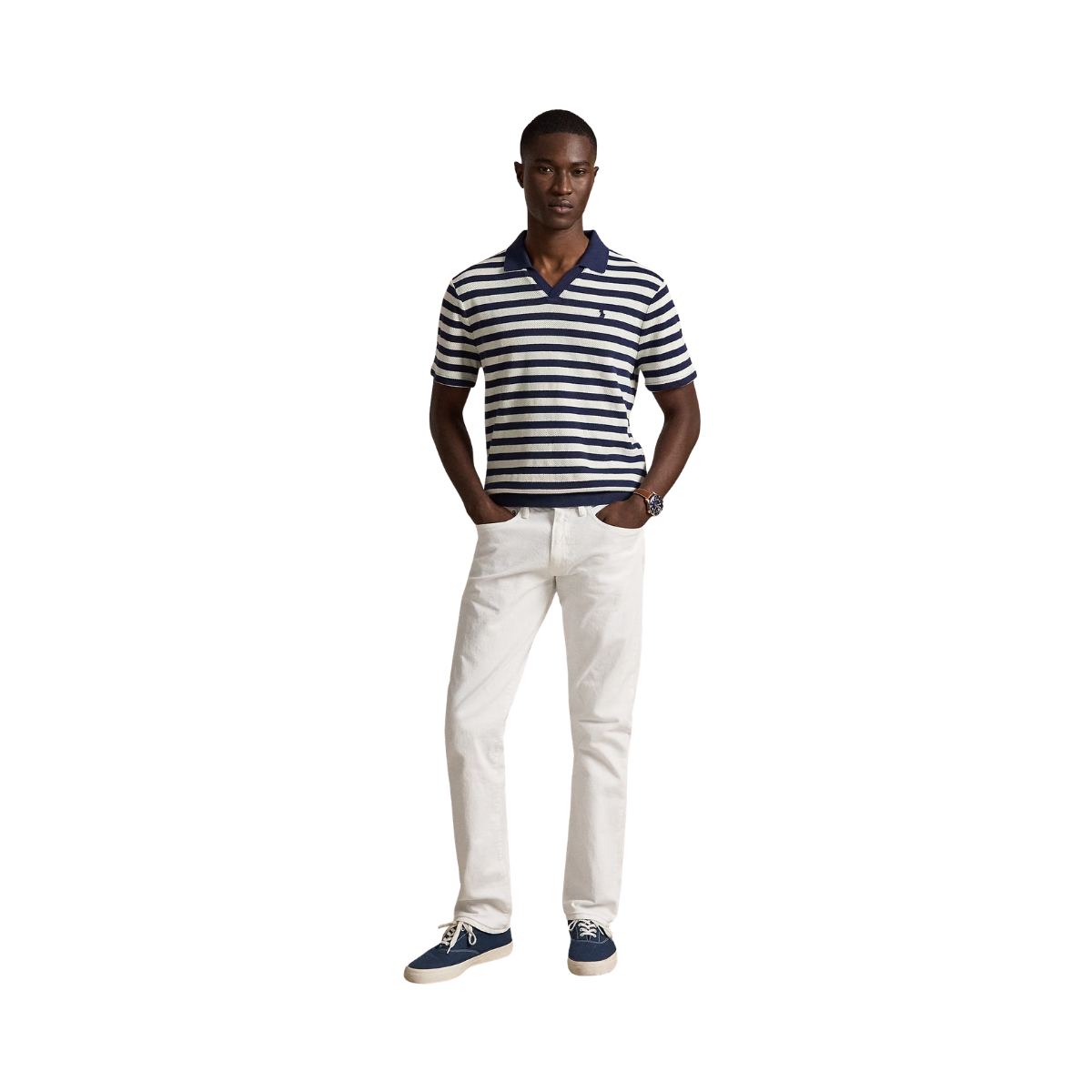 Knit Polo - Newport Navy/Pale Cream