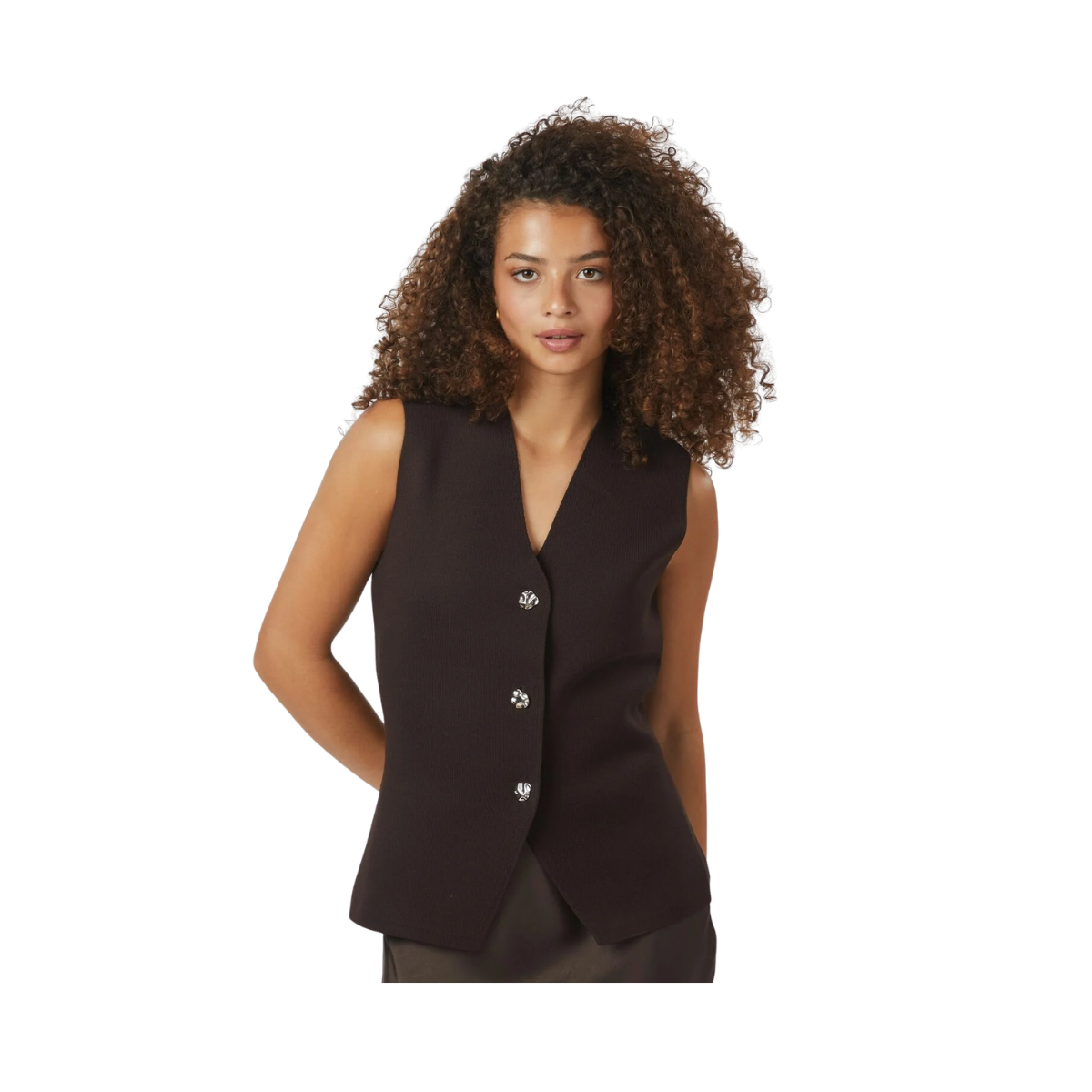 Sway Smooth Knit Waistcoat - Dark brown