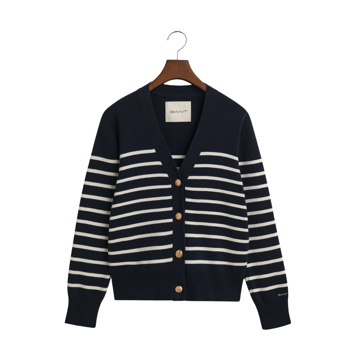 Striped Cotton Cardigan - 433 Evening Blue