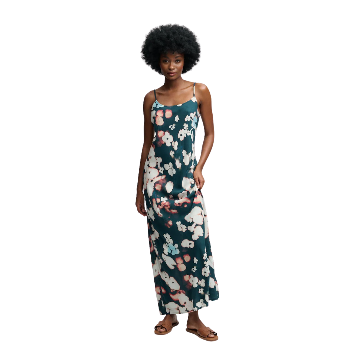 Printed Maxi Slip Dress - Ink Cherry Blossom