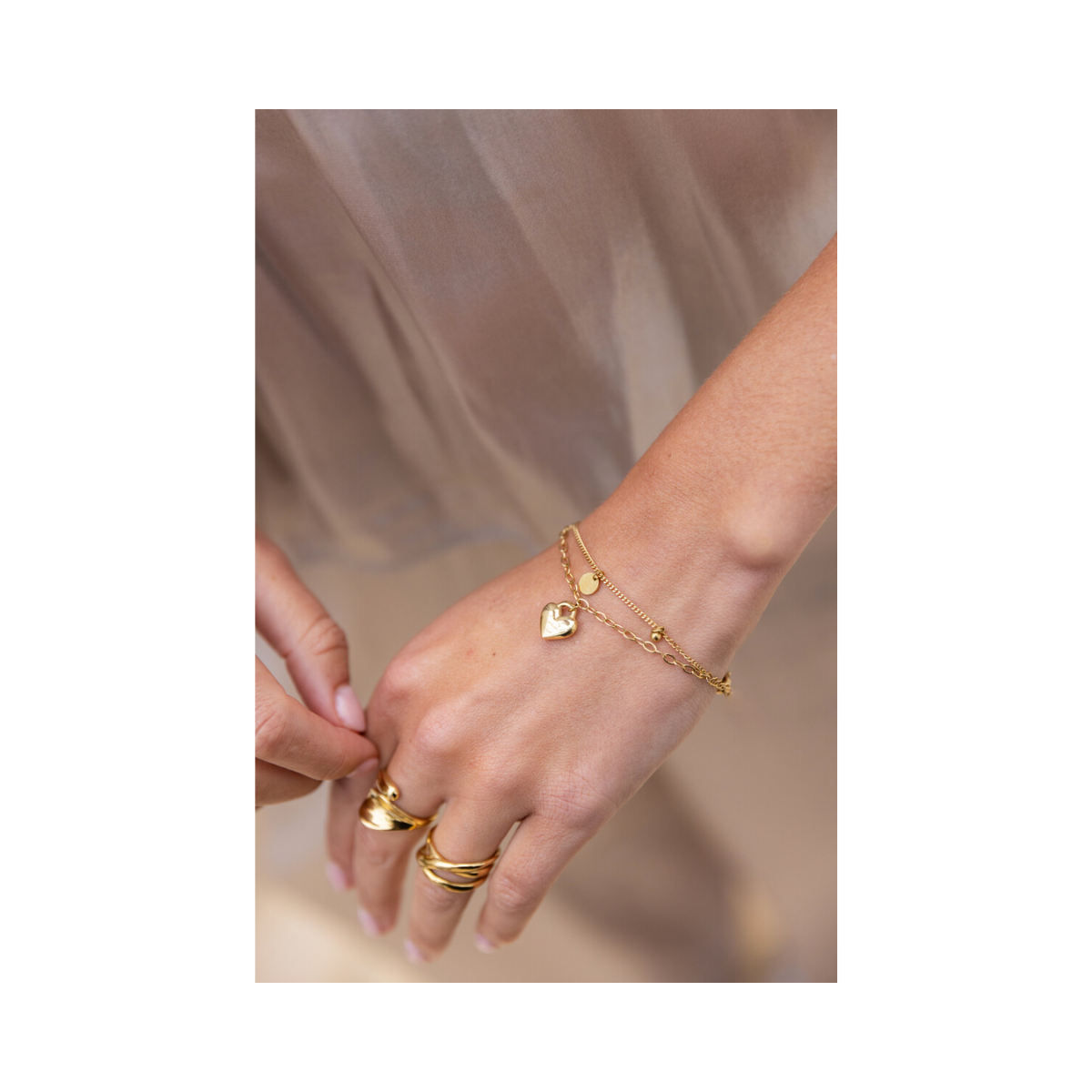 Bracelet chain & love life heart - Gold