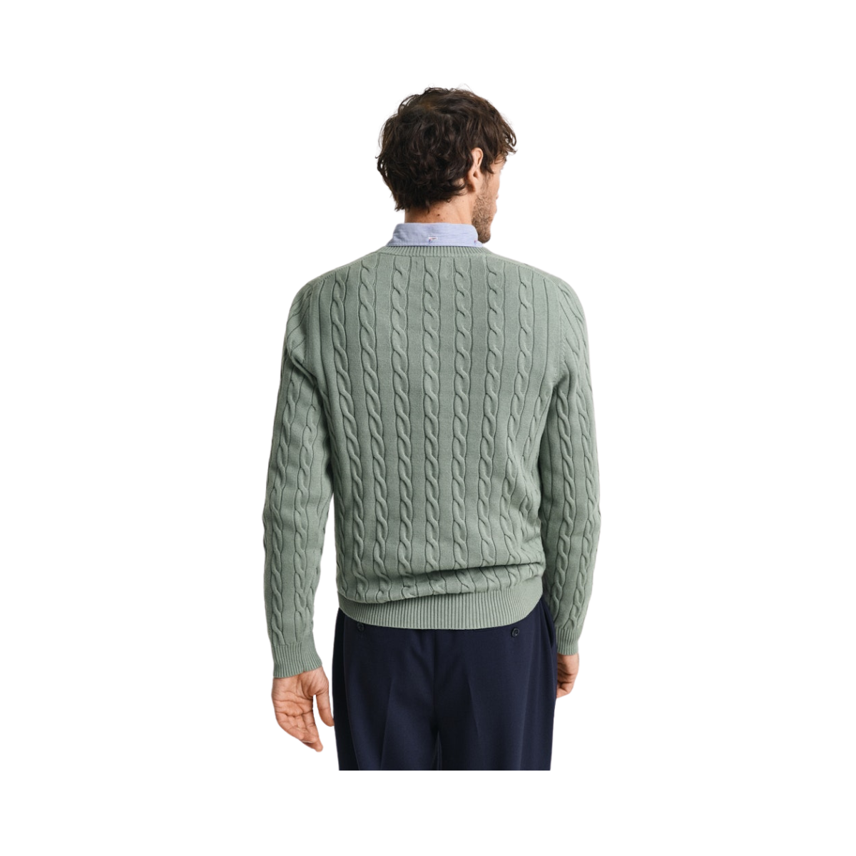 Cotton Cable C-Neck - Kalamata Green