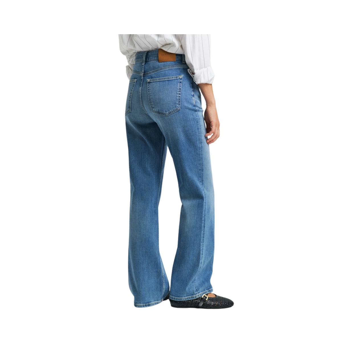 SLIM FLARE JEANS - 982 SEMI LIGHT BLUE BROKEN IN