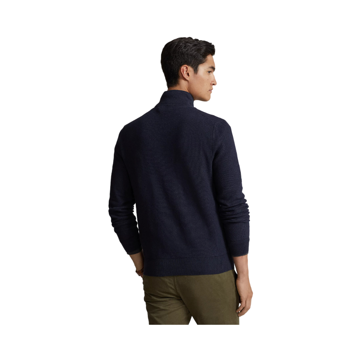Knit Cotton Quarter-Zip Sweater - Navy Heather