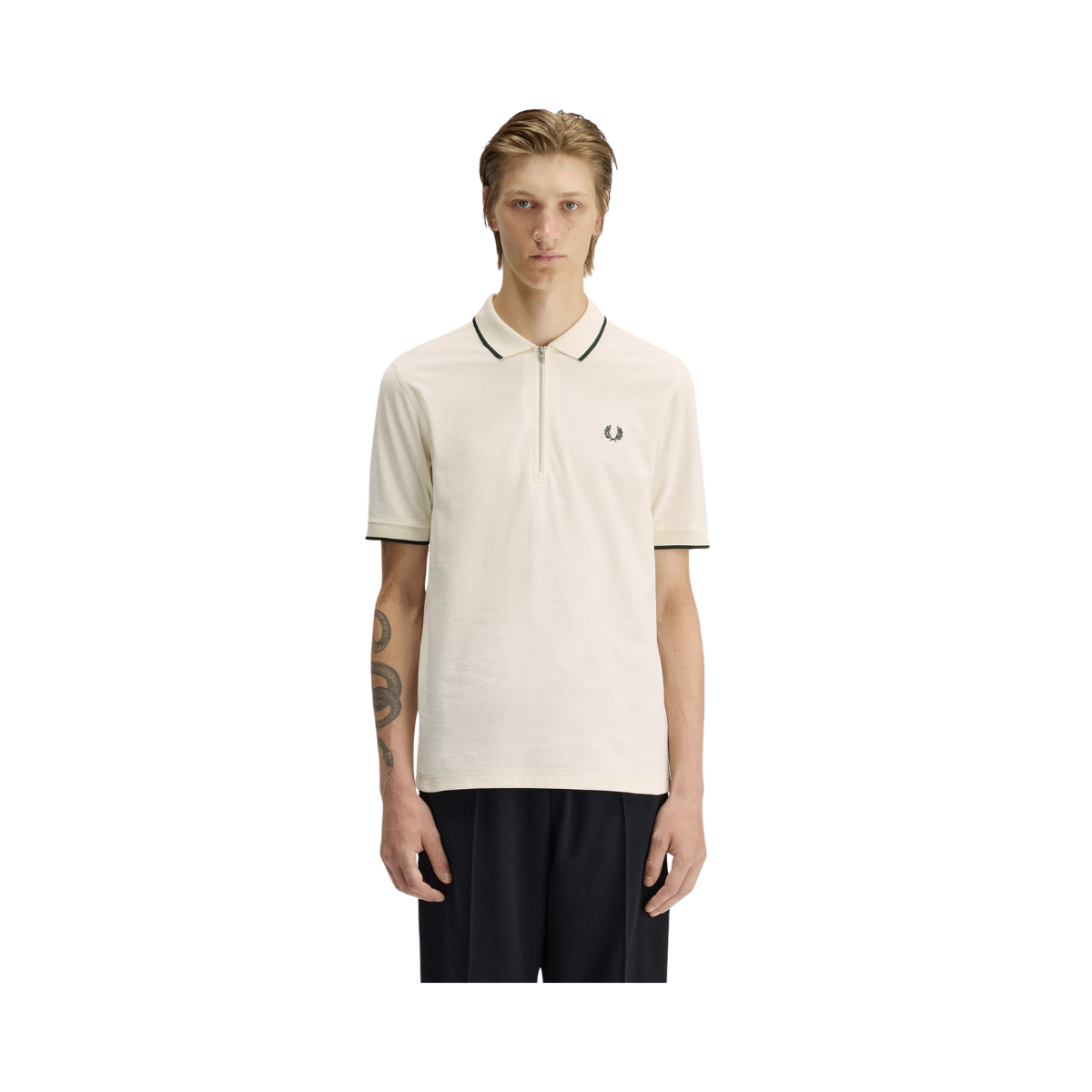 Crepe Pique Polo Shirt - Ecru