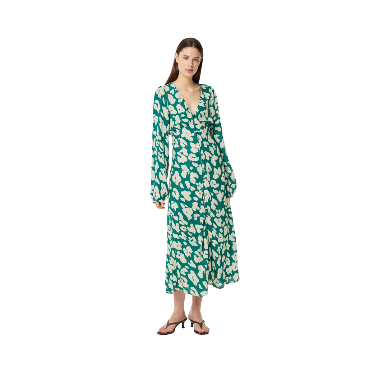 Ana Dress - Evergreen/Cosy White