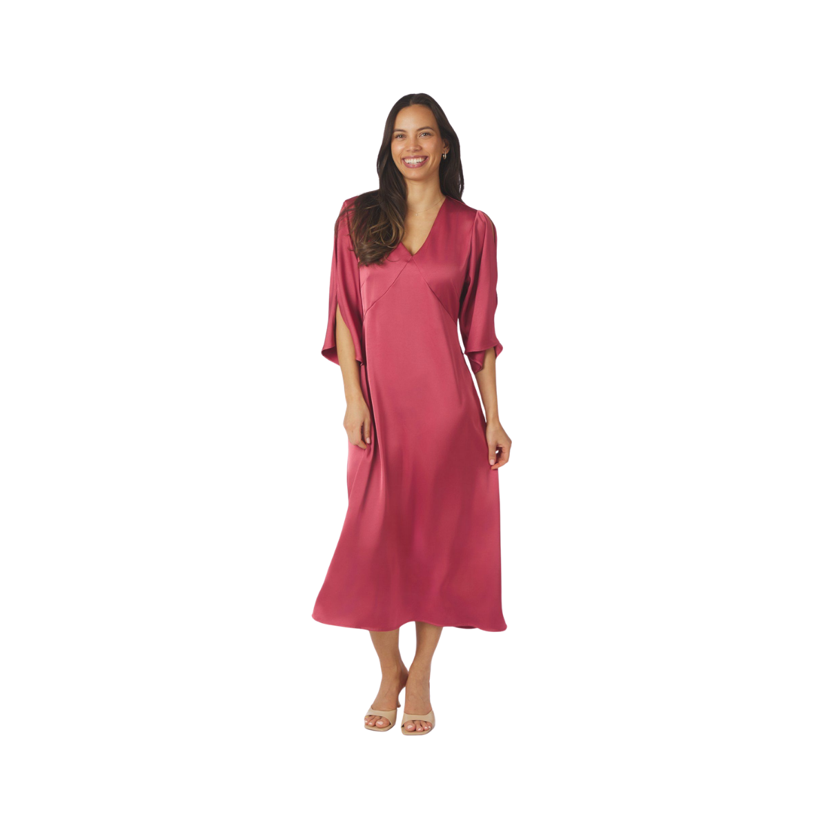 Remara Heavy Sateen Dress - Cherry Pink
