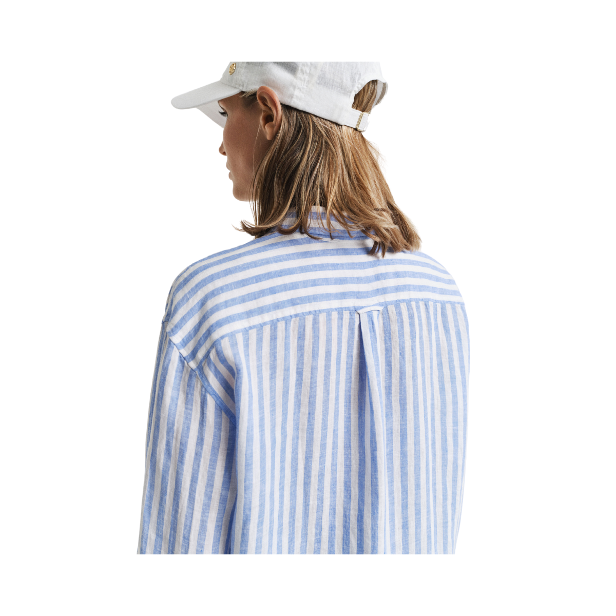 Relaxed Striped Linen Shirt - Perfect Blue