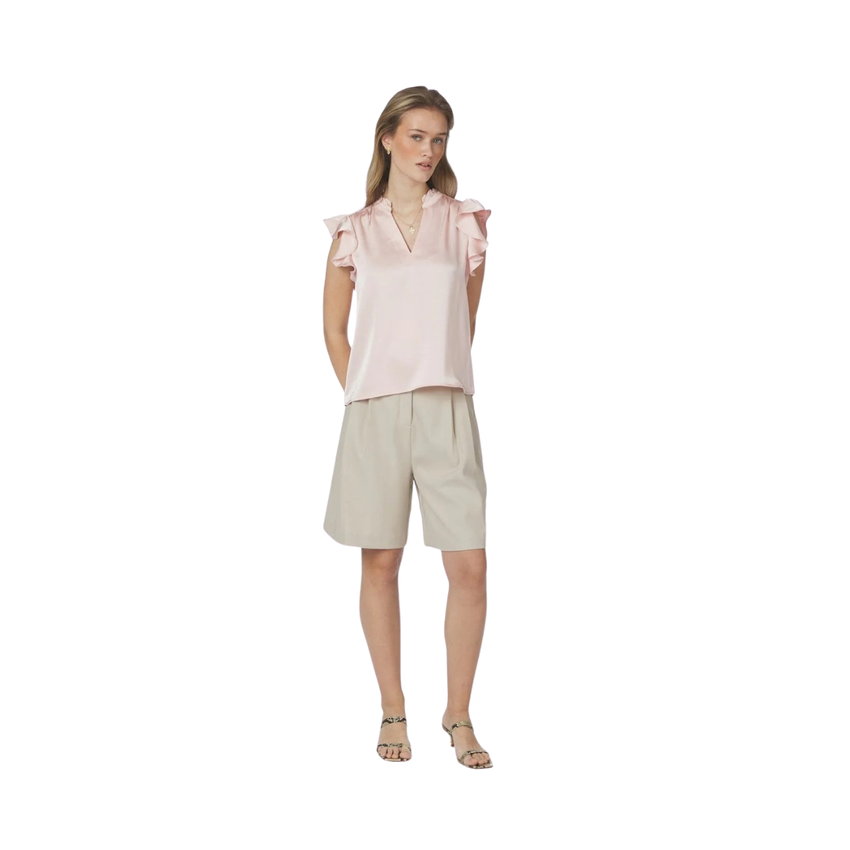 Stella Heavy Sateen Blouse - Light pink