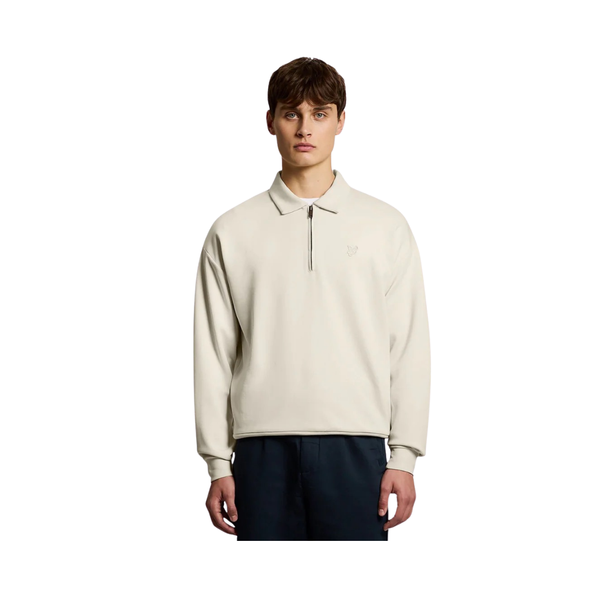 Relaxed Collared Interlock Sweatshirt - Birch